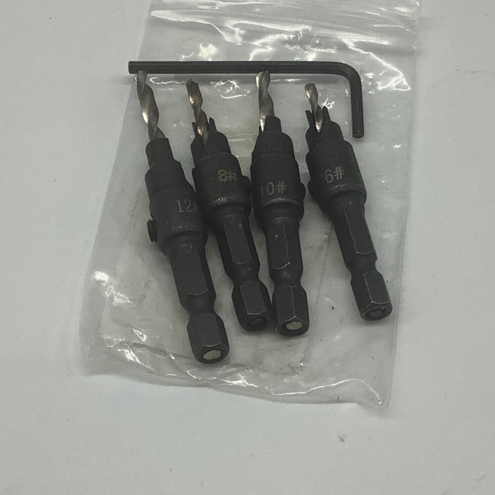 Hex Quick Change Shank Countersink Tapered Drill Bits Set 4pcs Woodworking Tools - Picture 3 of 7